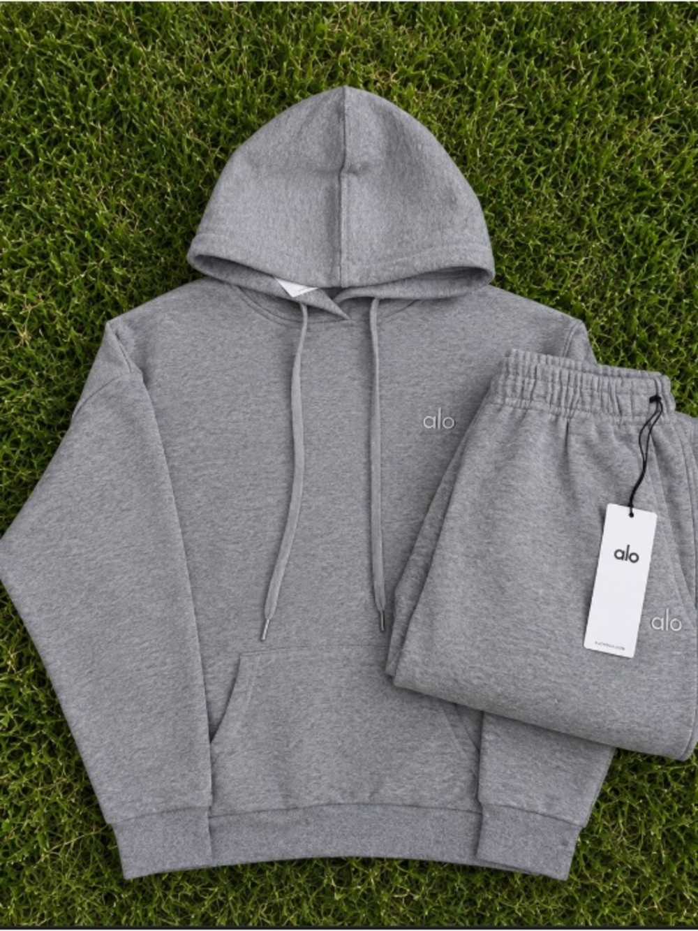 Gray Alo Hoodie & Sweatpants Set Size S
